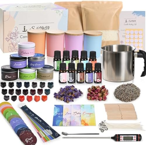 SHOWIN Candle Making Kit, DIY Candle Making Supplies for Adults, Starter Soy Wax Candle Kit with Candle Jars & Tins, Scented Home Decoration by Showin