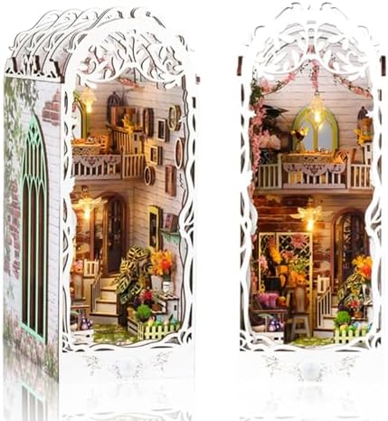 DIY Book Nook Kit,Miniature Dollhouse Booknook Kit for Adults, Flower House by Weservehomeforbetterlife