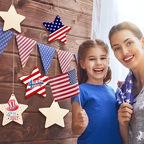 Large Size 7" Wooden Star Ornaments to Paint, DIY Blank Unfinished Wood Ornament for Crafts Hanging Decorations,Halloween Christmas Thanksgiving Flag Day Decorations Gifts - Image 2