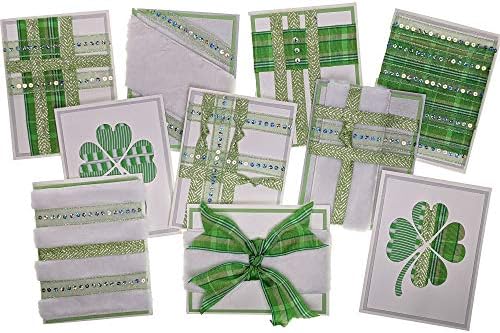 Ribbon Storage DIY Greeting Card Kit-Ribbon Cards-Handmade DIY Card Kits-Craft Kits for Kids and Adults-Card Making Kit, Thank You and Birthday Cards-Card Maker Kit for 10 Project Card (Lucky Green) by Spoolen