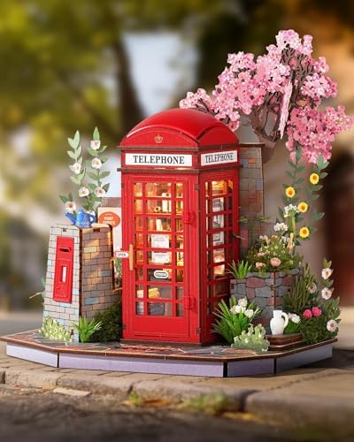 Rolife 3D Wooden Puzzle Vintage Style Model Kit, British-Style Telephone Booth Bookshelf DIY Building Toy for Adults, Model Building Kit, Fun Craft Home Decor Gifts for Adults Family - Image 2