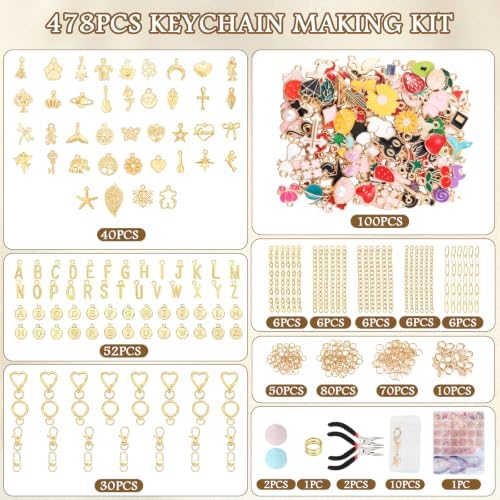 Emibele 478PCS Keychain Making Kit, Bag Charm Kit DIY Craft Supplies - Image 3