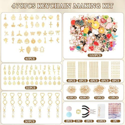Emibele 478PCS Keychain Making Kit, Bag Charm Kit DIY Craft Supplies - Image 3