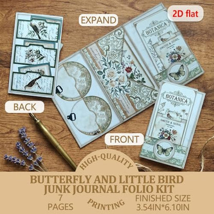 Autumn Super Simples Junk Journal Folio Kit Mini Project,Folio Booklet Craft Kit, Junk Journal Kit, Scrapbooking Supplies, Journaling Decor, Mini Folio Writer Folder Project, Arts & Crafts Gifts - Image 2