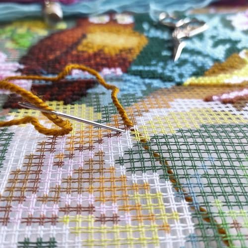 Brvsk Tapestry Needlepoint Kit for Adults and Beginners — Owl by John Henry Dearle 16″ × 16″ with Clear, Precise Printed Design on Cotton Canvas; Includes 2 Needles, Yarn, and Easy-Read Chart - Image 3