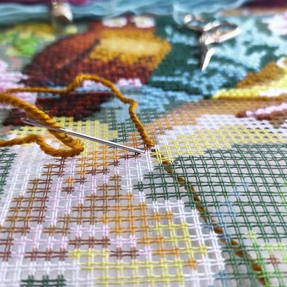 Brvsk Tapestry Needlepoint Kit for Adults and Beginners — Owl by John Henry Dearle 16″ × 16″ with Clear, Precise Printed Design on Cotton Canvas; Includes 2 Needles, Yarn, and Easy-Read Chart - Image 3