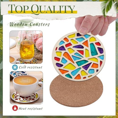 Reallnaive Wood Coasters Painting Kit DIY Craft, 12 Pcs, Mandala - Image 3