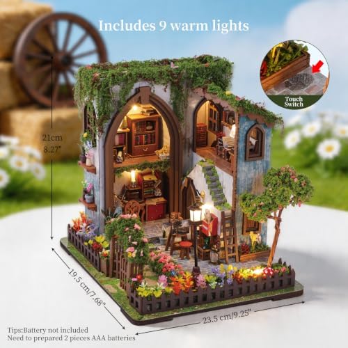 Roroom 3D Puzzles for Adults, Garden Pavilion Cofe Book Nook Kit with LED - Image 2