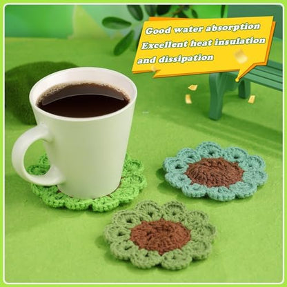 FTEVEN Crochet Kit for Beginners, 3PCS Coasters Potted Plants Crochet Kit - Image 5