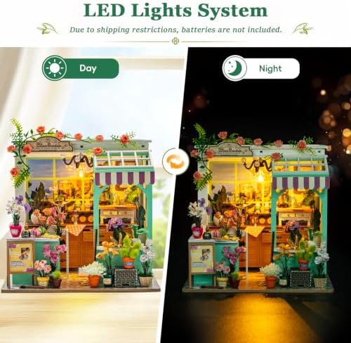 DIY Miniature House Kit, Alice Garden Tiny 3D Wooden House Making Set for Adults, Dollhouse Bookshelf Decor with Furniture & LED Lights, Christmas Birthday Greenhouse Craft Gift for Friend - Image 5