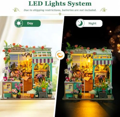 DIY Miniature House Kit, Alice Garden Tiny 3D Wooden House Making Set for Adults, Dollhouse Bookshelf Decor with Furniture & LED Lights, Christmas Birthday Greenhouse Craft Gift for Friend - Image 5