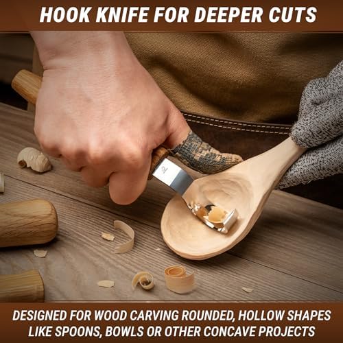 BeaverCraft Wood Carving Knives Kit Spoon Carving Tools S14 - Spoon Hook Knife Wood Carving Chisels Set Bowl Gouge - Whittling Knives Whittling Kit for Beginners - Hobby Knife Set - Image 5