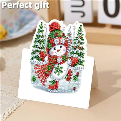 6 Packs Snowman DIY Diamond Art Greeting Cards with Envelopes Special Shaped 3D Fold Rhinestone Painting Card Handmade Gem Dots Art Kit for Beginner Adult Birthday Holiday Blessing Gift - Image 6