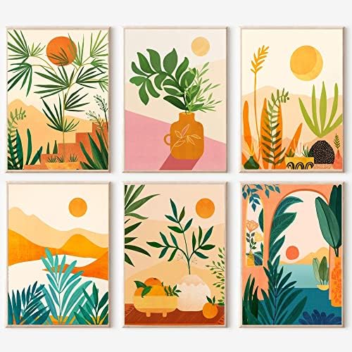 cupmod 6 Packs Paint by Number Kits for Adults Beginners,Easy Acrylic Boho Number,DIY Watercolor Numbers on Canvas Without Frame Home Wall Decor 7.8x11.8inch (MT11183-MT11188) by Cupmod