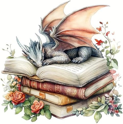 TCDZMYGS Stamped Cross Stitch Kits for Beginners-Book Dragon,14x14in by TCDZMYGS