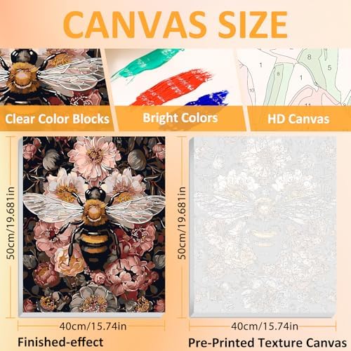 Framed Paint by Numbers Kit for Adults with Wooden Easel, Bee, 16x20 inch - Image 2