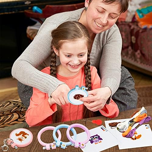 WATINC 5Pcs Embroidery Kit for Kids Stamped Cross Stitch DIY Key Chain with Woodland Animal Patterns Needlepoint Starter Kits Craft Supplies for Beginners Adults Schoolbag - Image 4