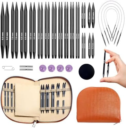 Yarniss 15 Pairs Interchangeable Circular Knitting Needle Combo with Case by Yarniss