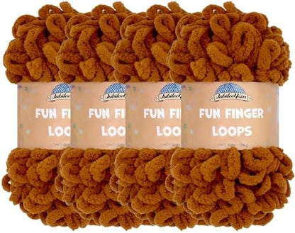 JubileeYarn Fun Finger Loops Yarn - Hickory - 4 Skeins by BambooMN