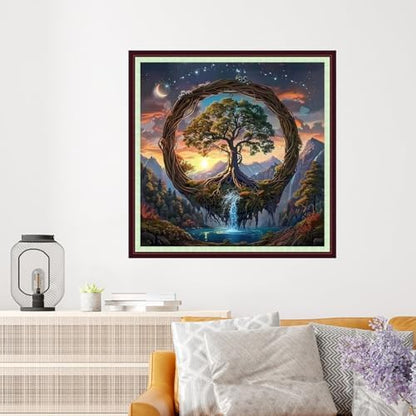 Dooxvey Cross Stitch Kits for Adults Beginners,Full Range of Cross-Stitch Stamped Kits Needlepoint Kits for Beginners Embroidery Kits 11CT Cross Stitch Patterns-Magic Tree 18x18 inch - Image 2
