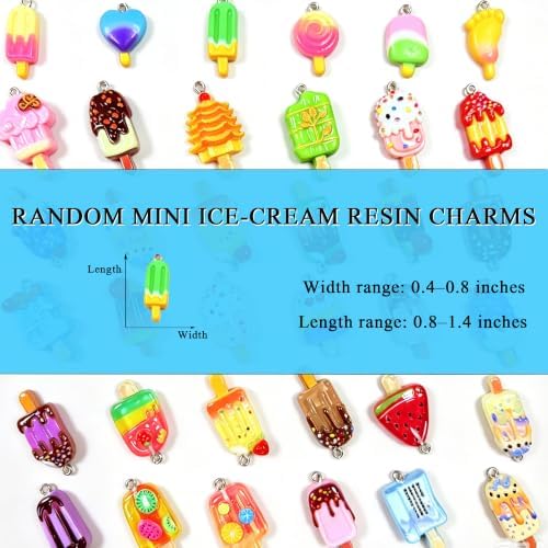 Ice Cream Charms Bulk, 152PCS Kawaii Pastel Resin Jewelry Making Kit with Lobster Clasps, Earring Hooks, Bead Necklaces & Jump Rings for Kandi Bracelets, Earrings, Necklaces, Keychains, Phone Charms, DIY Gifts for Teens & Adults - Image 2