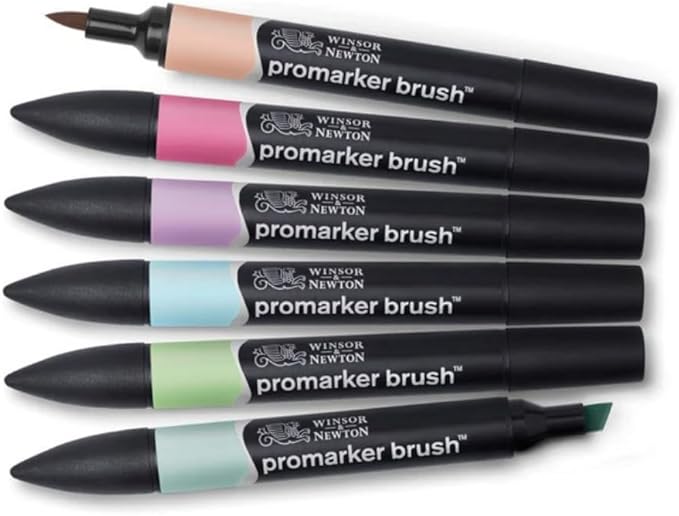 Winsor & Newton ProMarker Brush Set, 6 Count, Pastel Tones