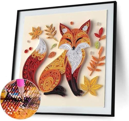 C'eitura Special Shape Fox Diamond Art Painting Kit, Partial Drill Quilling Art with Resin Rhinestones, 11.8x11.8 Inch 5D DIY Animal Series for Home Wall Decor, Unique Gift for Adults - Image 2