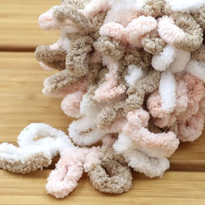 JubileeYarn Fun Finger Loops Yarn - Pink Brown White - 3 Skeins - Image 3