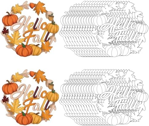 24 Pcs Fall Coloring Wreath Crafts, Color Your Own Autumn Crafts, Fall by Sereliy