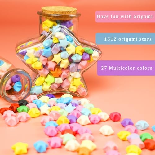 1512 Sheets Origami Paper, 27 Colors Double Sided Paper Star Strips - Image 5
