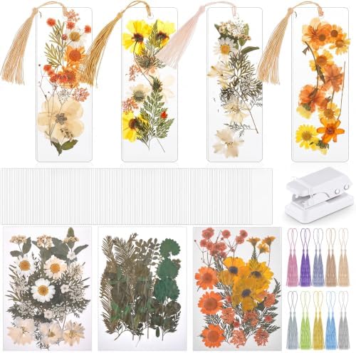 Fuyoooo 376 Pcs Pressed Flower Bookmark Kit,Light Colors,2 x 6 Inch by Liraitoya
