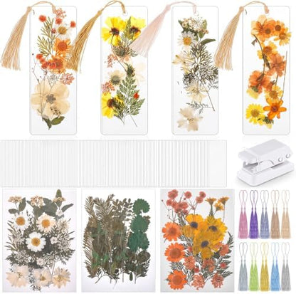 Fuyoooo 376 Pcs Pressed Flower Bookmark Kit,Light Colors,2 x 6 Inch by Liraitoya