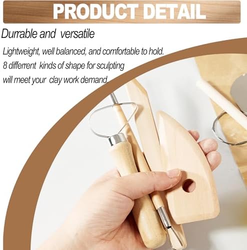 LINPHCEY 8Pcs Clay Sculpting Tools Set Perfect for Polymer Air Dry Modeling Clay Beginners & Professionals Ideal for DIY Pottery & Ceramics Tools for Clay Sculpey Sculpting & Crafting - Image 5