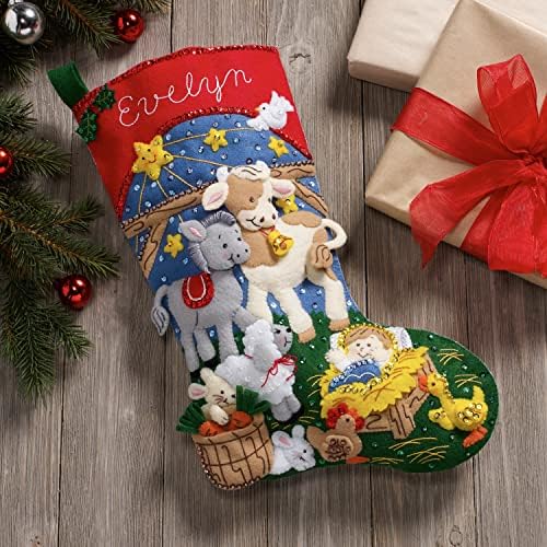 Bucilla Felt Applique 18" Stocking Making Kit, Christmas Nativity, Perfect for DIY Arts and Crafts, 89531E - Image 2