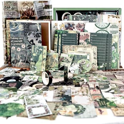 Diuhofart Vintage Scrapbooking Supplies Kit, 185pcs Junk Journal Kit with Scrapbook Paper Sticker Aesthetic Notebook Scrapbook Kit, Art Craft DIY Gift for Adult Women by Unknown
