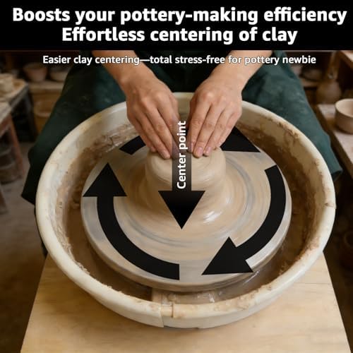 14in Pottery Wheel for Adults, 350W Professional Clay Machine with 2-Level Adjustable Height (7.8"-11.4"), Heavy Duty Metal Base Potter's Wheel with Foot Pedal & 18pcs Sculpting Kit, White - Image 6