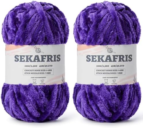 Chenille Velvet Soft Yarn Dewberry 2 Pack by Sekafris