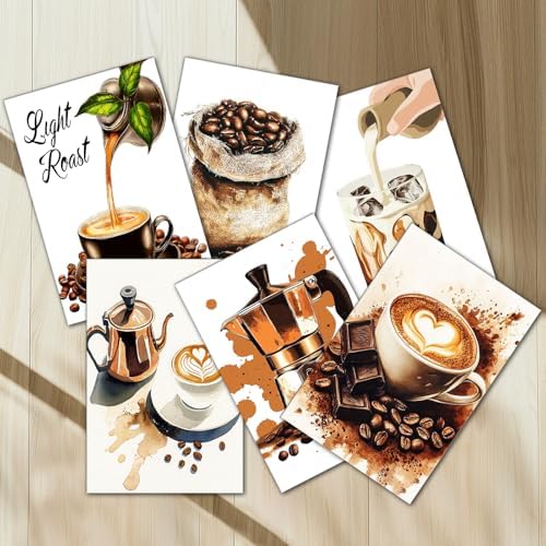 6 Pack Coffee Paint by Numbers Kit for Adults Beginners, Vintage Adult Paint by Number Kits on Canvas, Easy DIY Acrylic Oil Number Painting Kits for Gift, 8x12 Inches for Home Decor (Frameless)` - Image 5