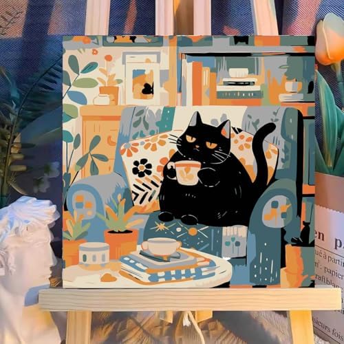 ICYANART Paint by Numbers for Adults Framed, Cat Number Painting 8x12In - Image 6