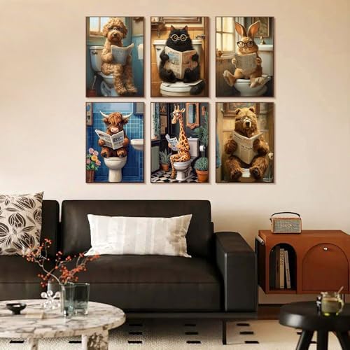 6 Pack Paint by Numbers Kit for Adults Beginner Funny Animals, 10x14 Inch - Image 2