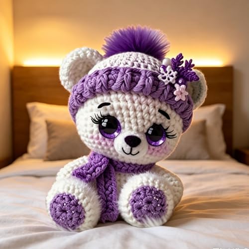 FRANDEK DIY Purple Bear Crochet Kit for Adults, Cute Plush Animal Set - Image 5