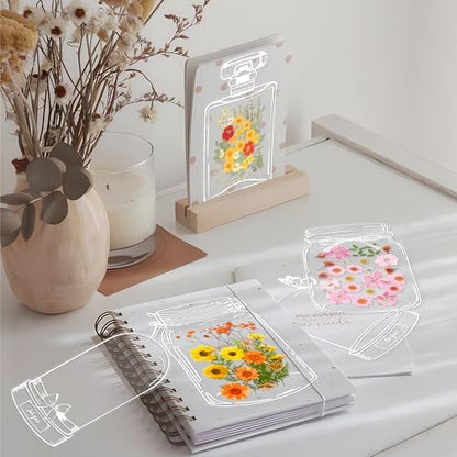 Large Size Transparent Dried Flower Bookmarks, 20 PCS Handmade DIY Flower Page Clips,World in Bottle-Making Stunning Herbarium(Glass Bottle) - Image 6