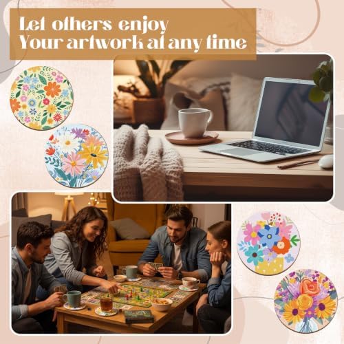 Reallnaive 77 Pcs Wooden Coasters Paint Kit, Flower - Image 5
