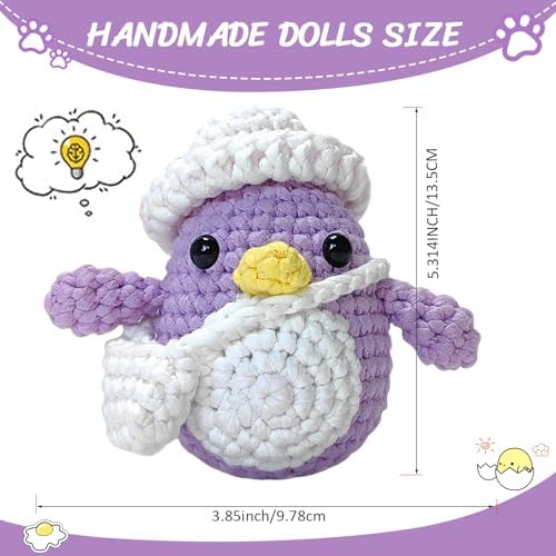 Wadukud Purple Penguin Crochet Kit for Beginners, DIY Crochet Animal Kit for Adults, Crochet Starter Kit with Step-by-Step Video Tutorials, Craft Gifts for Girl Kids - Image 6