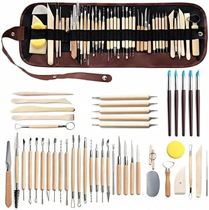 Clay Tools 46PCS Pottery Tools Clay Sculpting Tools Polymer Clay Tools Kit Ceramic Tools for DIY Handcraft Modeling Clay Carving Tools Set by WALTERT+W