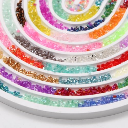 EuTengHao 16800pcs Tube Beads Kit Glass Bugle Seed Beads Small Craft Beads for DIY Crafting Jewelry Making Supplies (3mm, 350 Per Color, 48 Colors) - Image 6