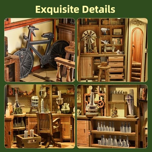 MiniCity Public Library Book Nook Kit, 3D Wooden Bookshelf Puzzle with LED - Image 4