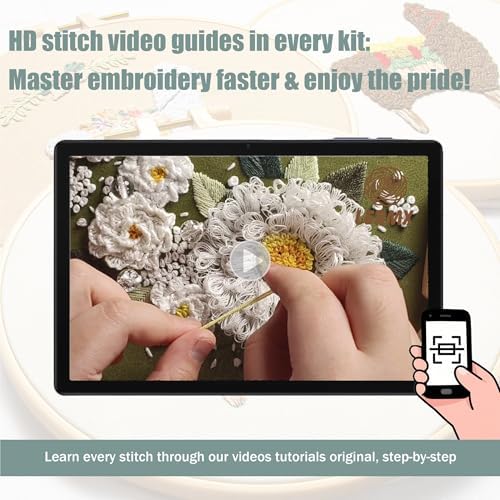 LX LERMX Embroidery Kits for Beginners, Adult Starter Cross Stitch Kit Needlepoint Complete DIY Kit with Unique Patterns, Hoop, Colorful Threads, Tools, Step by Step Instructions & Video Tutorial - Image 2