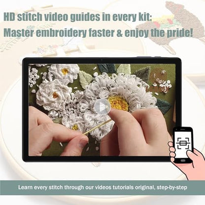LX LERMX Embroidery Kits for Beginners, Adult Starter Cross Stitch Kit Needlepoint Complete DIY Kit with Unique Patterns, Hoop, Colorful Threads, Tools, Step by Step Instructions & Video Tutorial - Image 2