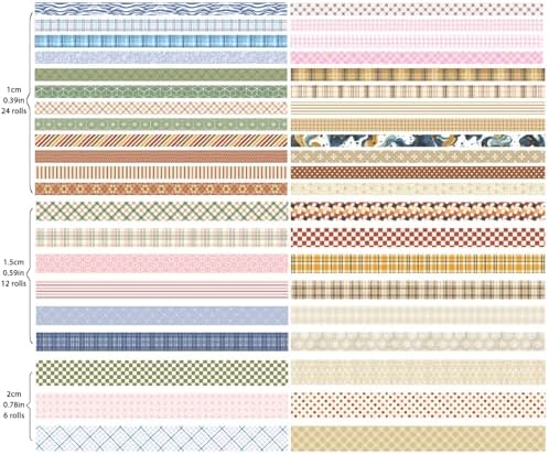 42 Rolls Vintage Stripe Washi Tape Set，Decorative Tape for Scrapbooking, Journaling, Bullet Journals, DIY Crafts, and Gift Wrapping - Image 2
